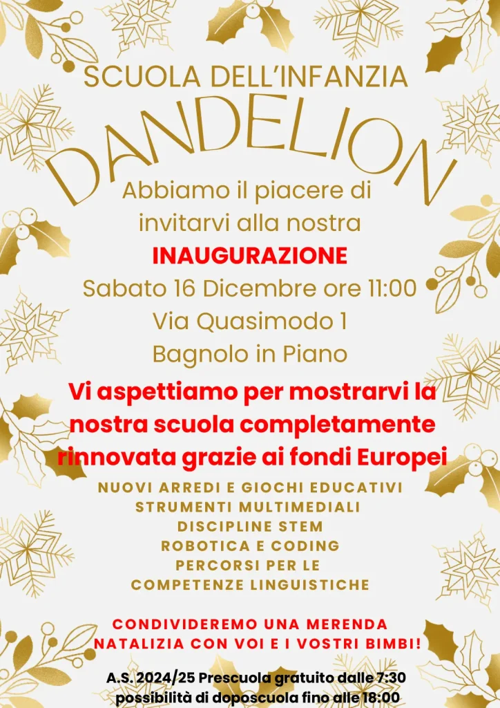 Inaugurazione Dandelion, Scuola dell'Infanzia 